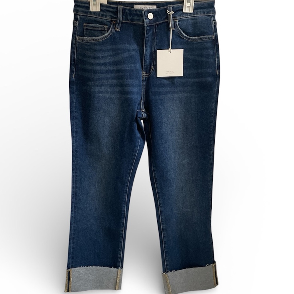 Lovervet High Rise Slim Straight Cuffed Jeans Size 31/13 NWT